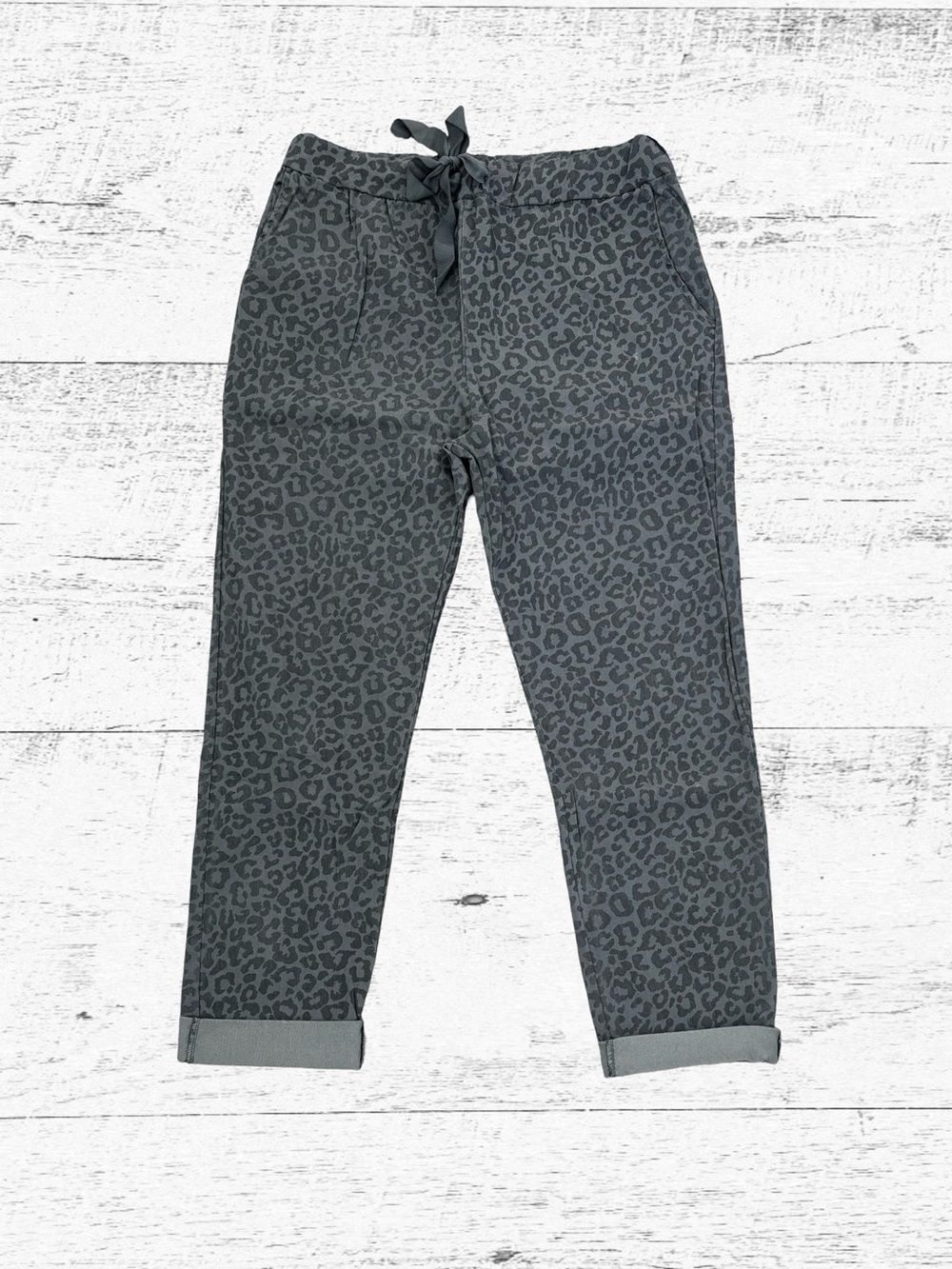 Diverse Charcoal Leopard-Print Joggers with Drawstring Waist